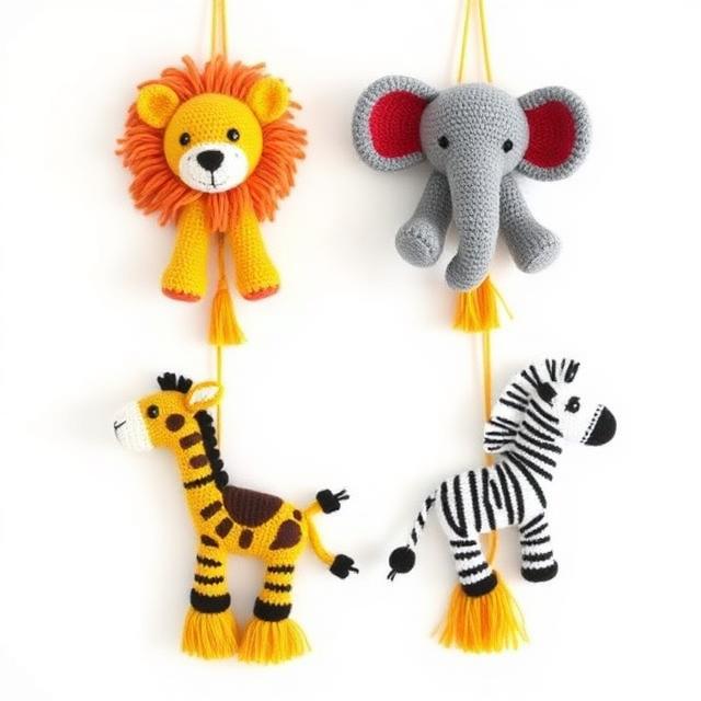4 Safari Wall Hangings Kids Room Decor