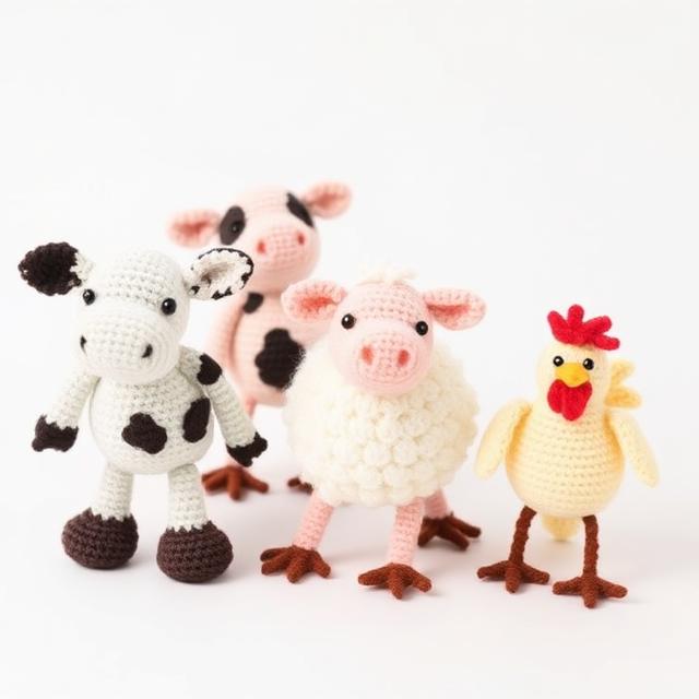 Walking Farm Animals – Amigurumi Set